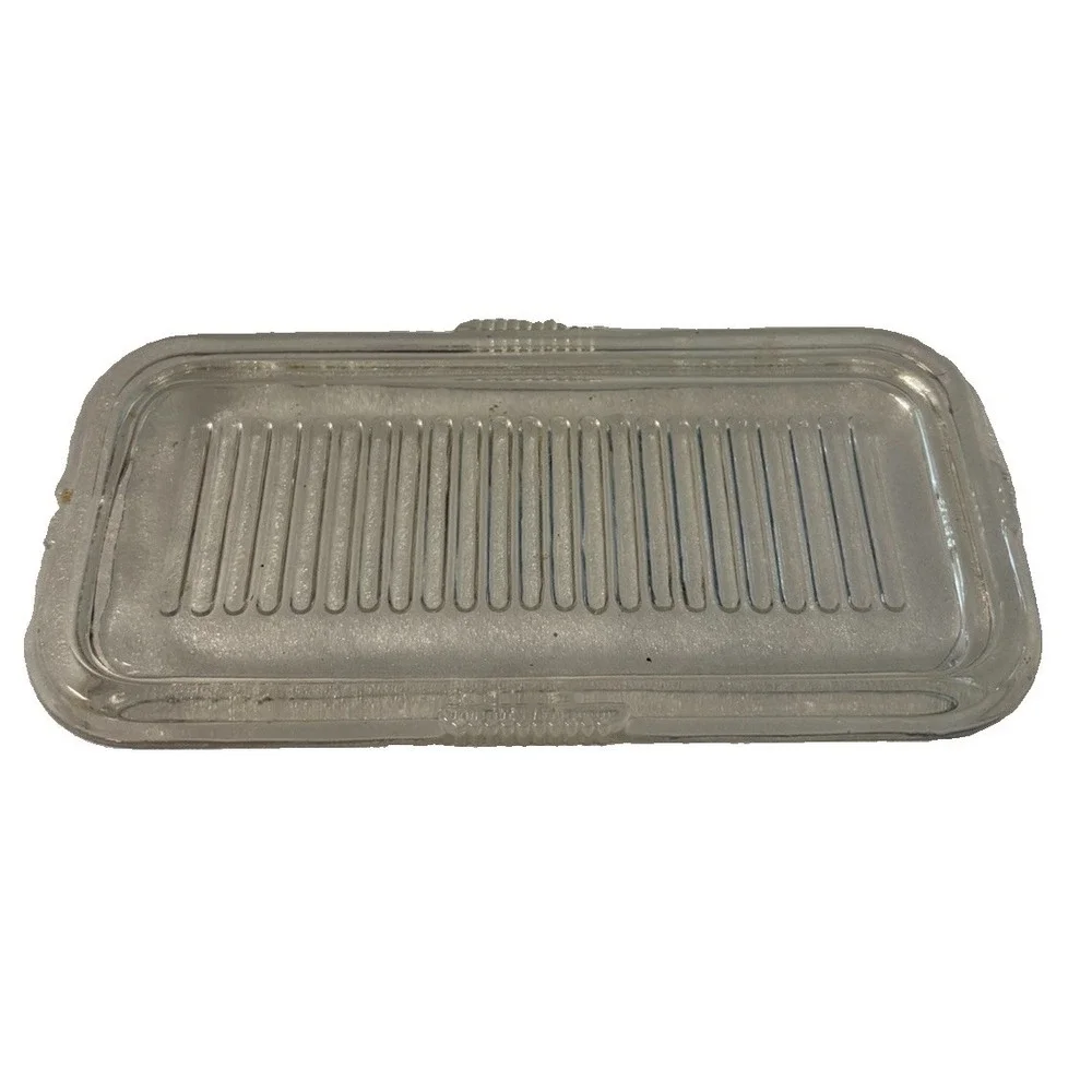 Vintage Clear Glass Refrigerator Dish Lid Ribbed Replacement 9